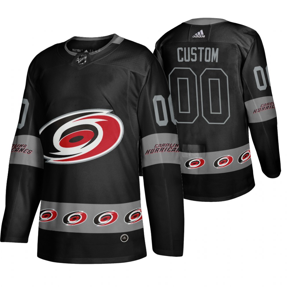 Men's Hurricanes #00 Custom Logo sleeve Breakaway Jersey Black