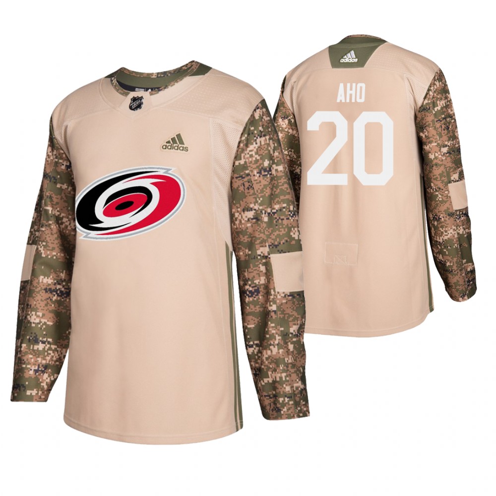 Men's Hurricanes #20 Sebastian Aho Veterans Day Jersey - Camo