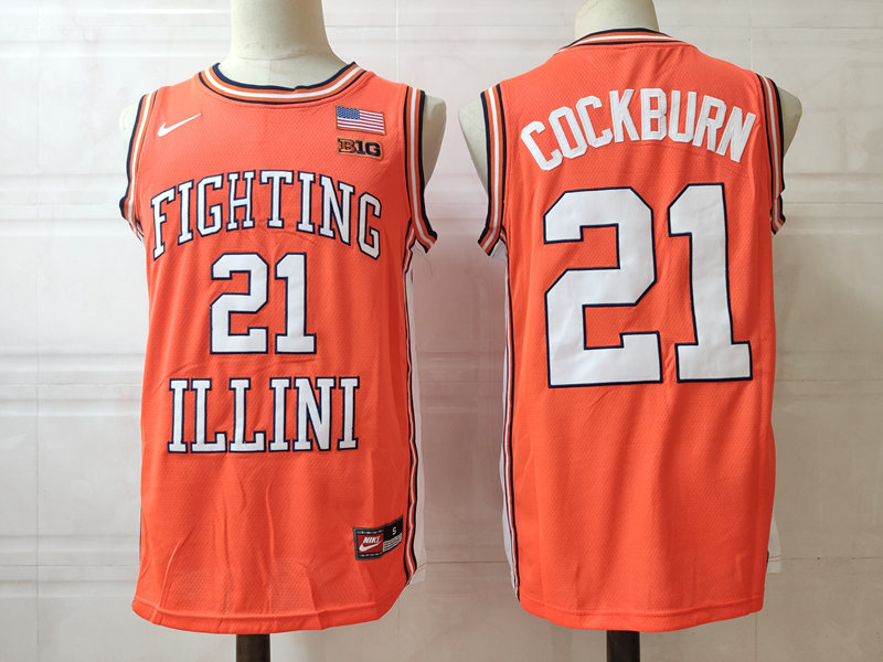 Men's Illinois Fighting Illini #21 Kofi Cockburn 2020-21 Orange Retro Nike College Basketball Jersey
