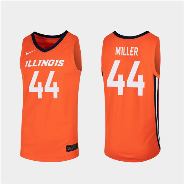 Men's Illinois Fighting Illini #44 Adam Miller Nike Orange V-Neck NCAA College Basketball Jersey