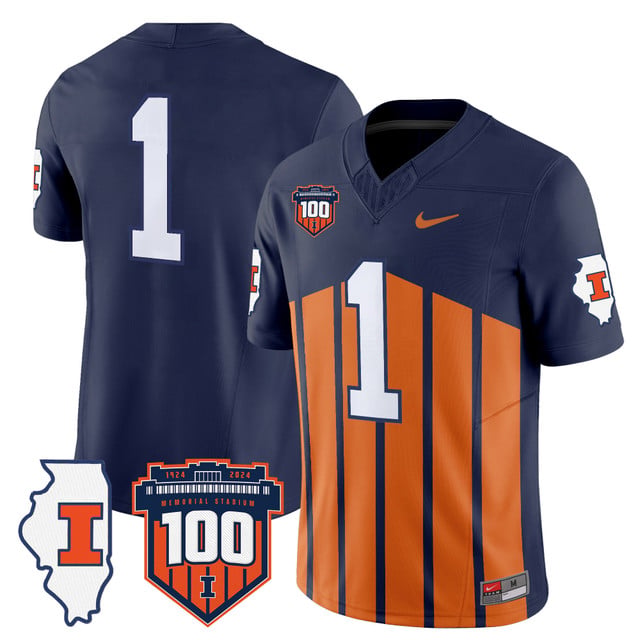 Men's Illinois Fighting Illini 100th Memorial Stadium Patch Vapor Limited Jersey #1