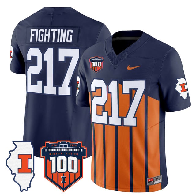 Men's Illinois Fighting Illini 100th Memorial Stadium Patch Vapor Limited Jersey #217 Fighting