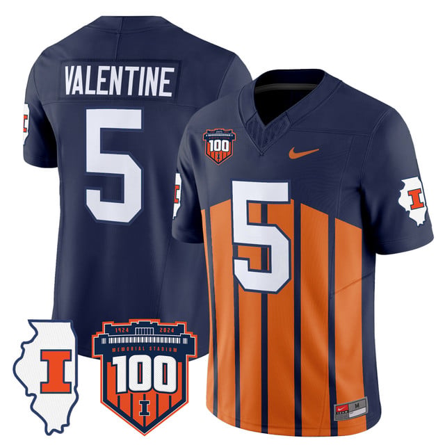 Men's Illinois Fighting Illini 100th Memorial Stadium Patch Vapor Limited Jersey #5 Ca'Lil Valentine