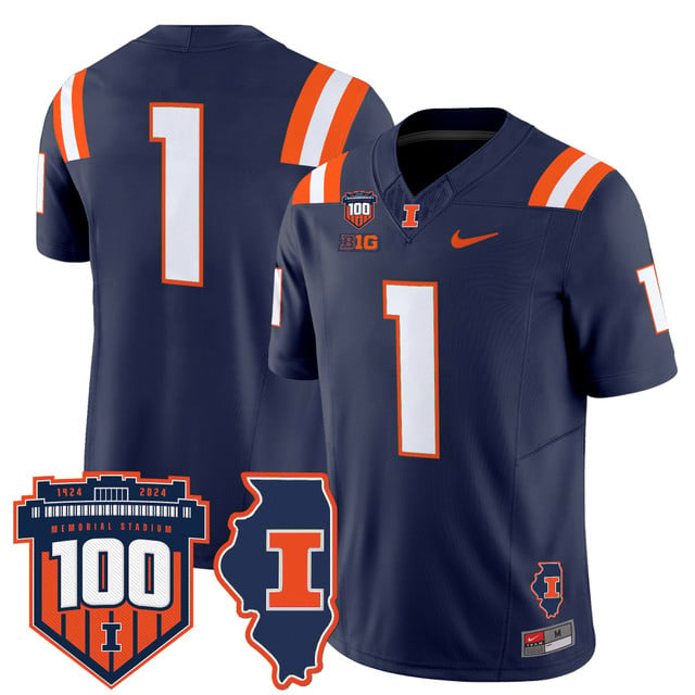 Men's Illinois Fighting Illini 100th Memorial Stadium Patch Vapor Limited Jersey navy #1