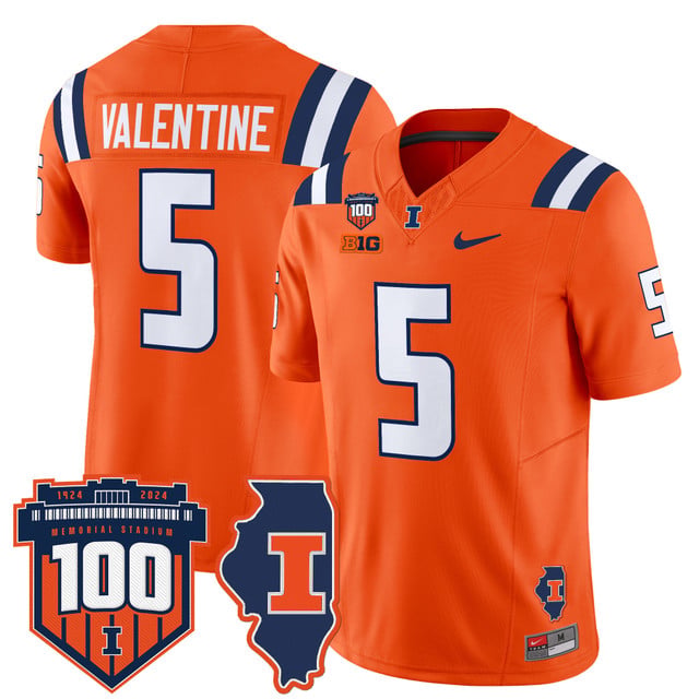 Men's Illinois Fighting Illini 100th Memorial Stadium Patch Vapor Limited Jersey orange #5 Ca'Lil Valentine