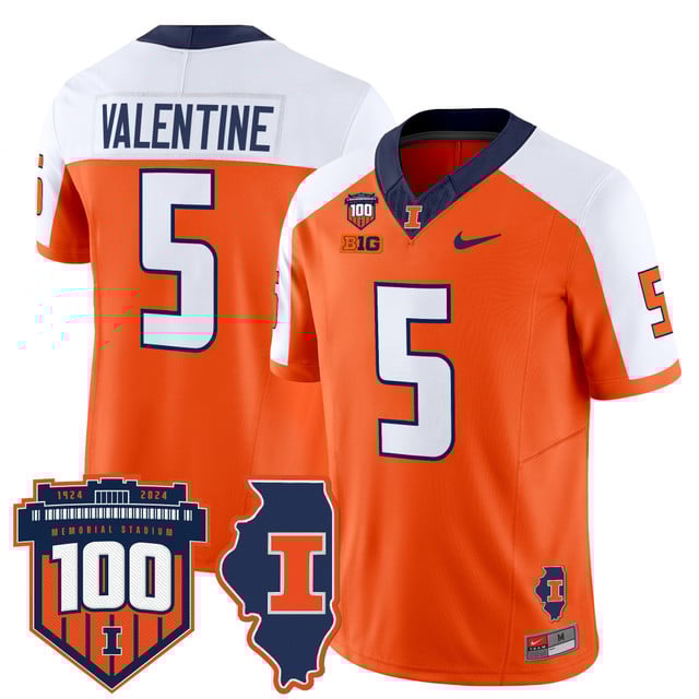Men's Illinois Fighting Illini 100th Memorial Stadium Patch Vapor Limited Jersey orange white #5 Ca'Lil Valentine
