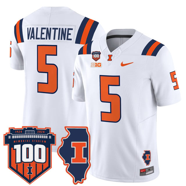Men's Illinois Fighting Illini 100th Memorial Stadium Patch Vapor Limited Jersey white #5 Ca'Lil Valentine