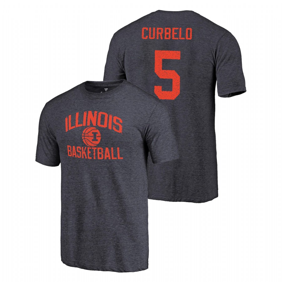 Men's Illinois Fighting Illini College Basketball Andre Curbelo Navy T-Shirt1