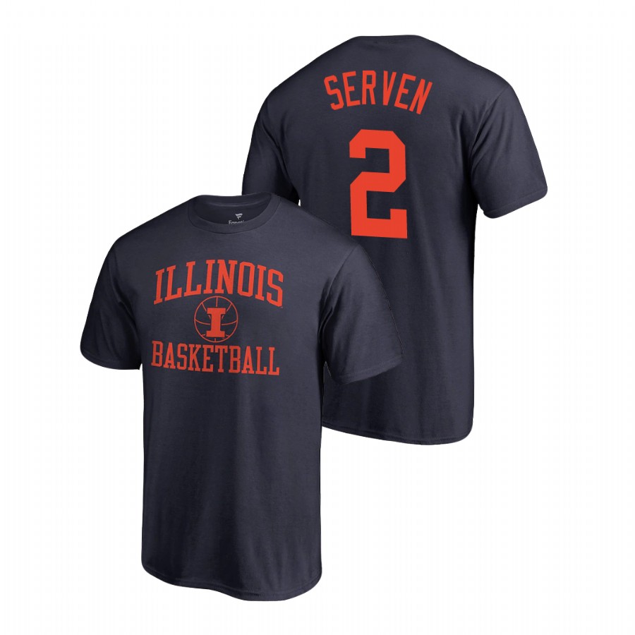 Men's Illinois Fighting Illini College Basketball Connor Serven Navy T-Shirt