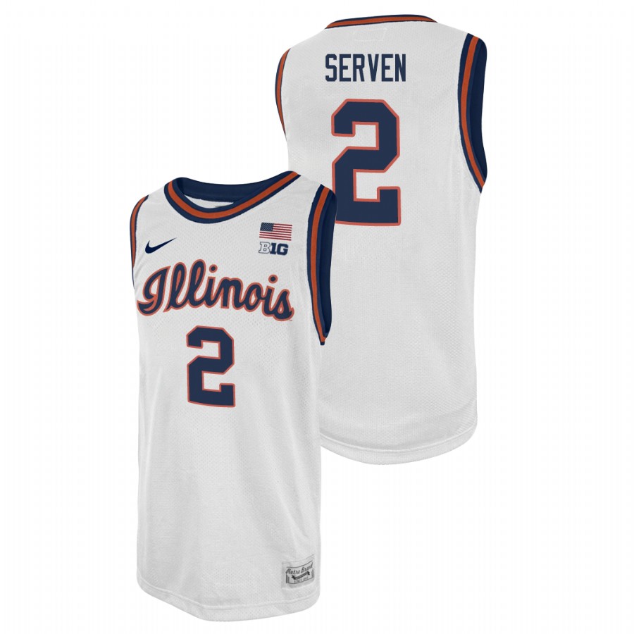 Men's Illinois Fighting Illini Connor Serven College Basketball 2021 Swingman Player Jersey White