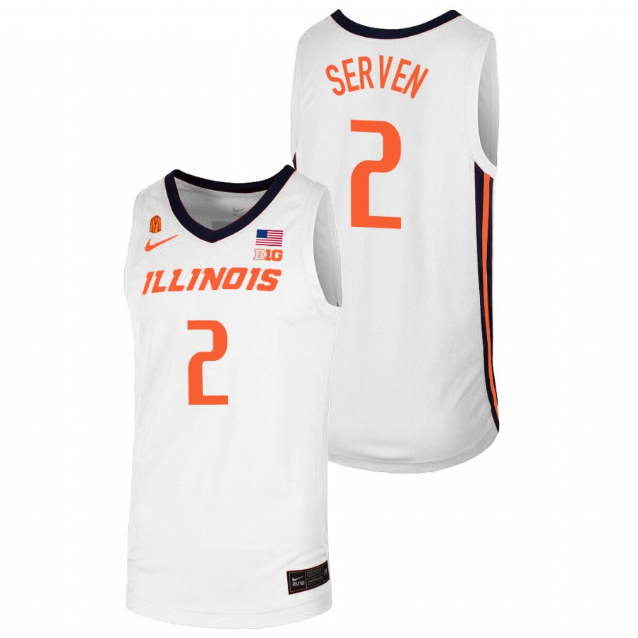 Men's Illinois Fighting Illini Connor Serven College Basketball Jersey White