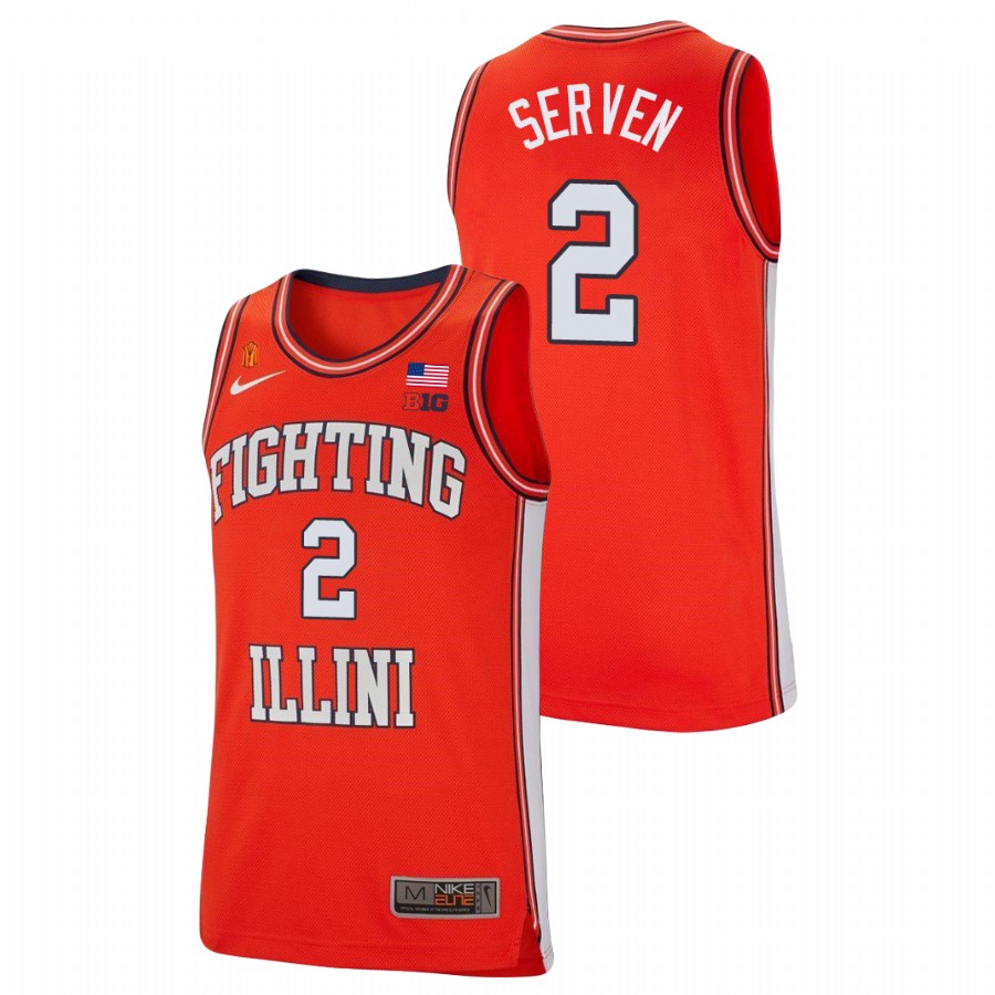 Men's Illinois Fighting Illini Connor Serven College Basketball Retro Jersey Orange