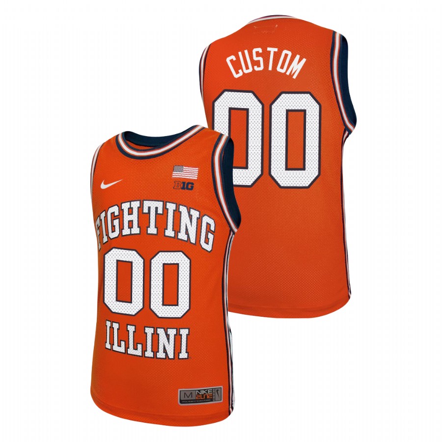 Men's Illinois Fighting Illini Custom Throwback Basketball Jersey Orange