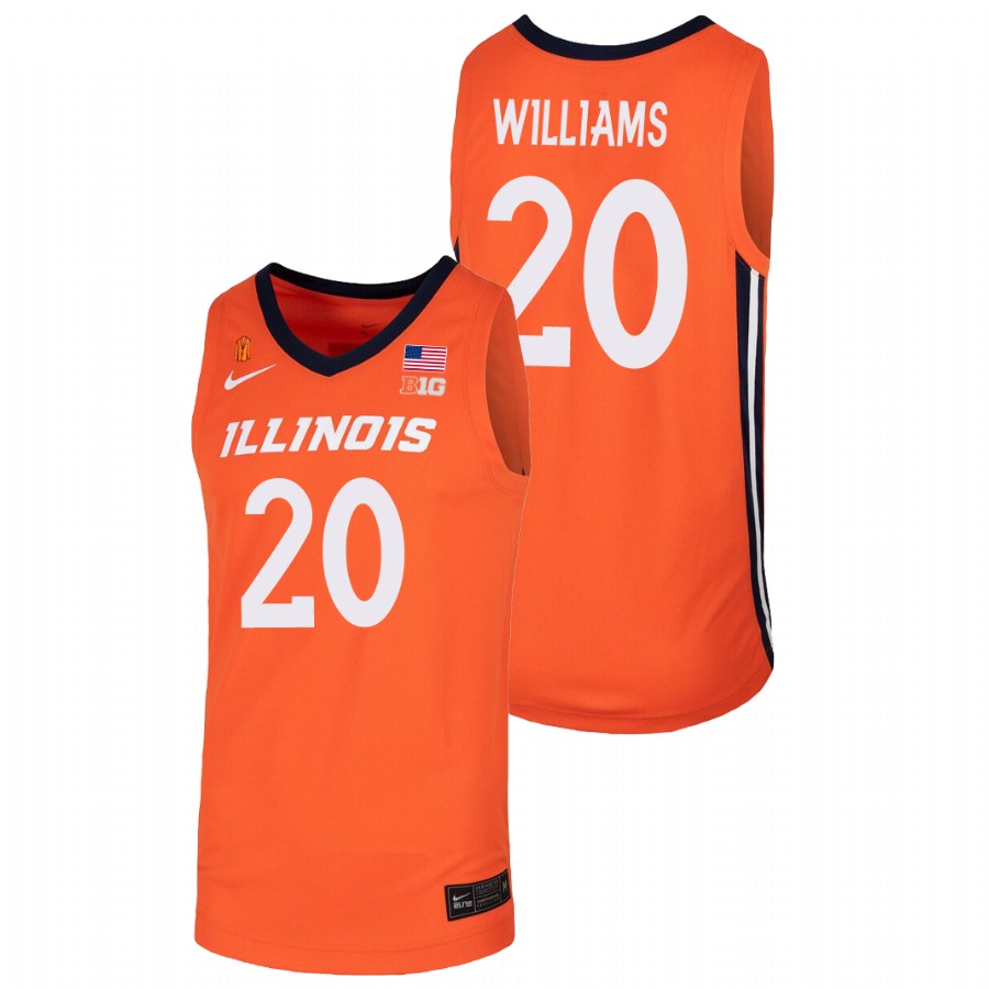 Men's Illinois Fighting Illini Da'Monte Williams College Basketball Jersey Orange