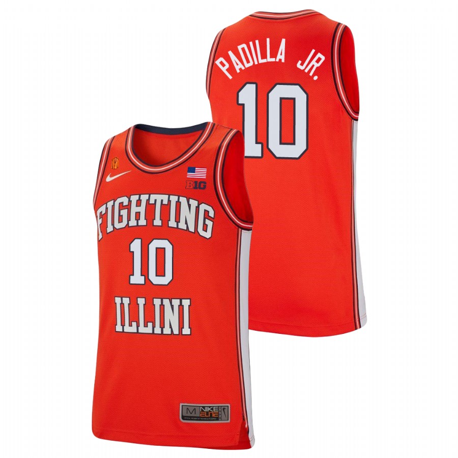 Men's Illinois Fighting Illini Edgar Padilla Jr. College Basketball Retro Jersey Orange