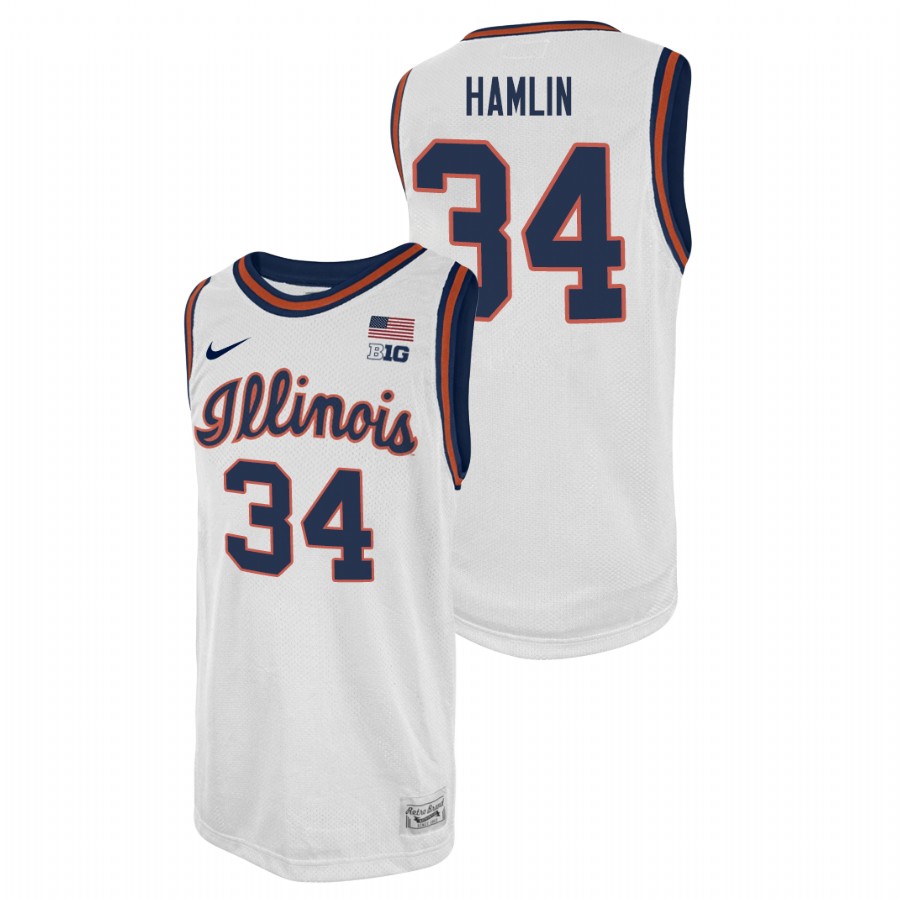 Men's Illinois Fighting Illini Jermaine Hamlin College Basketball 2021 Swingman Player Jersey White
