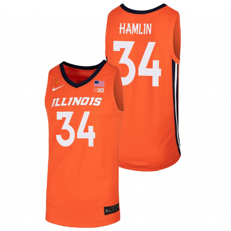 Men's Illinois Fighting Illini Jermaine Hamlin College Basketball Jersey Orange