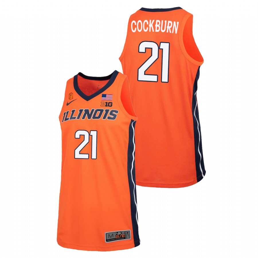 Men's Illinois Fighting Illini Kofi Cockburn College Basketball 2021 Replica Jersey Orange