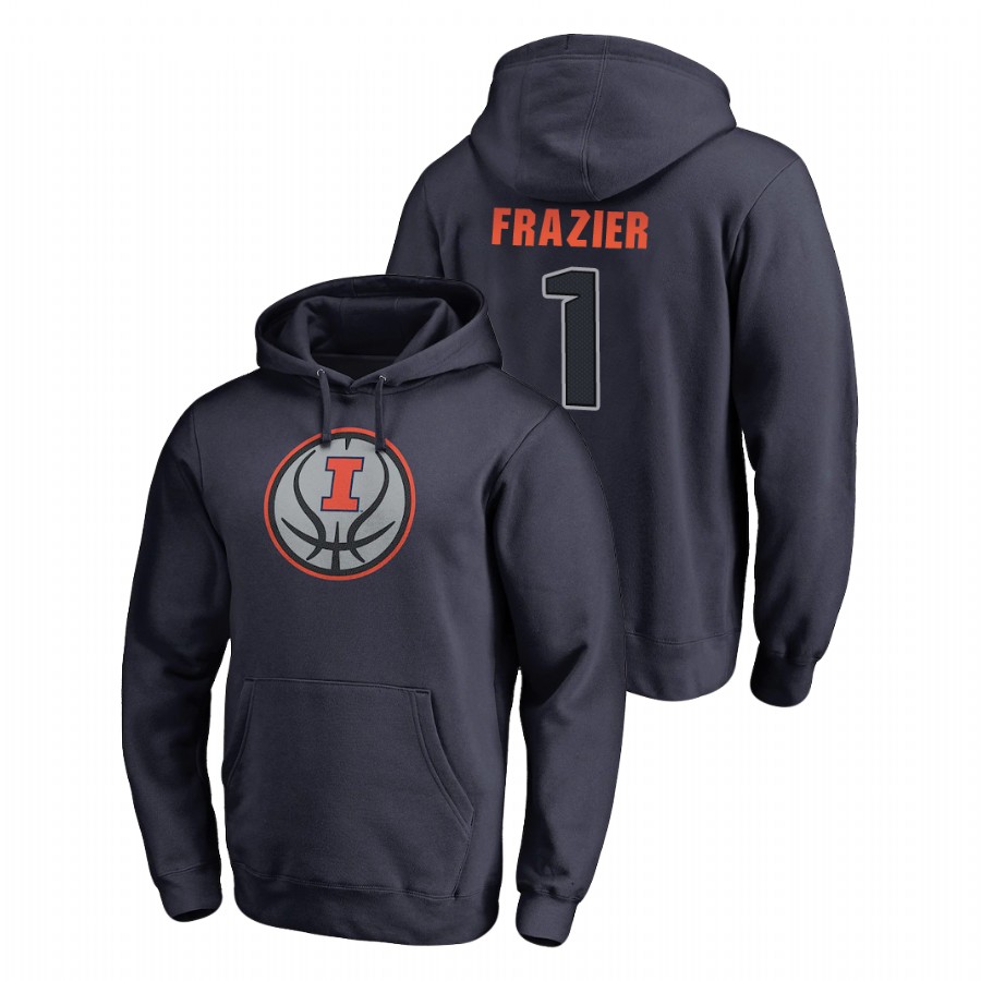 Men's Illinois Fighting Illini Trent Frazier Navy Name & Number Basketball Pullover Hoodie