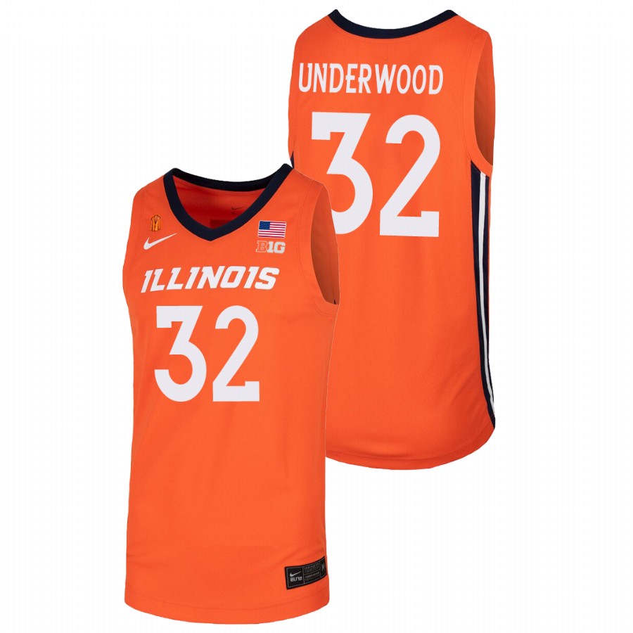 Men's Illinois Fighting Illini Tyler Underwood College Basketball Jersey Orange