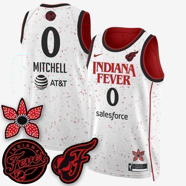 Men's Indiana Fever 'Stranger Things' Jersey white #0 Kelsey Mitchell