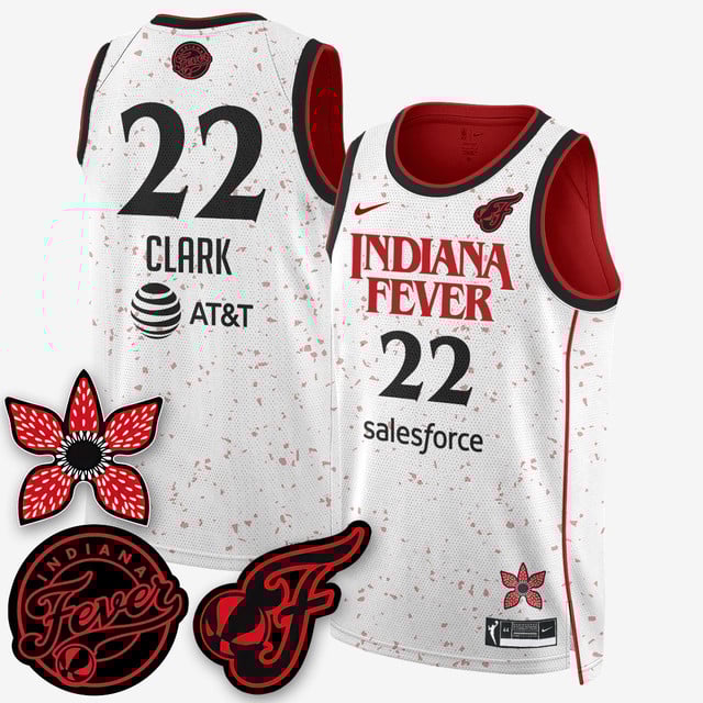 Men's Indiana Fever 'Stranger Things' Jersey white #22 Caitlin Clark