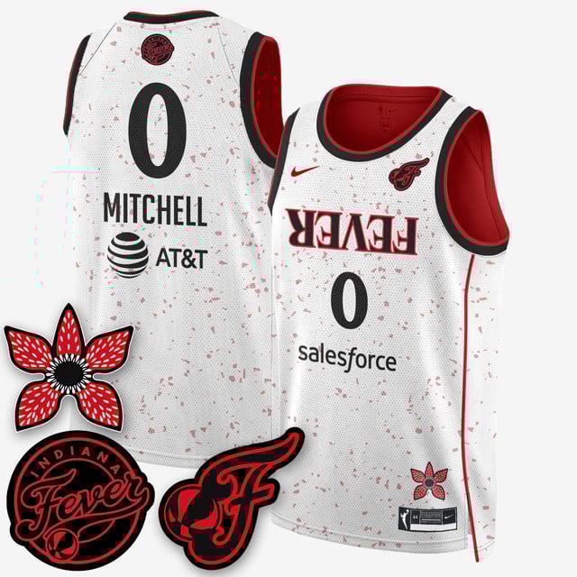 Men's Indiana Fever 'Stranger Things' Jersey white 1 #0 Kelsey Mitchell