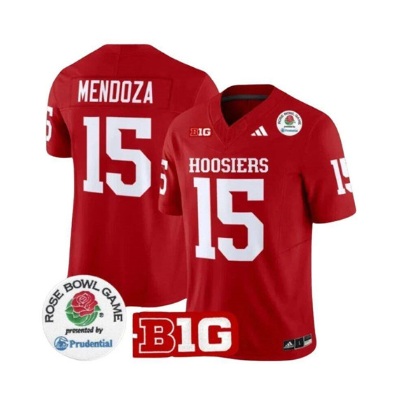 Men's Indiana Hoosiers #15 Fernando Mendoza 2025 F.U.S.E. Rose Bowl Red Stitched Jersey