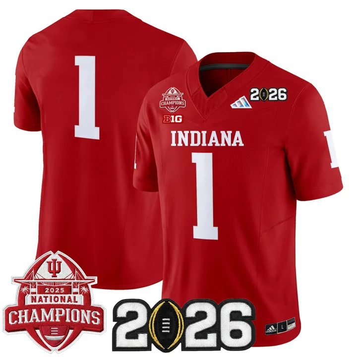 Men's Indiana Hoosiers 2025 National Champions & 2026 CFP Final Patch Vapor Limited Jersey V2 CRIMSON#1