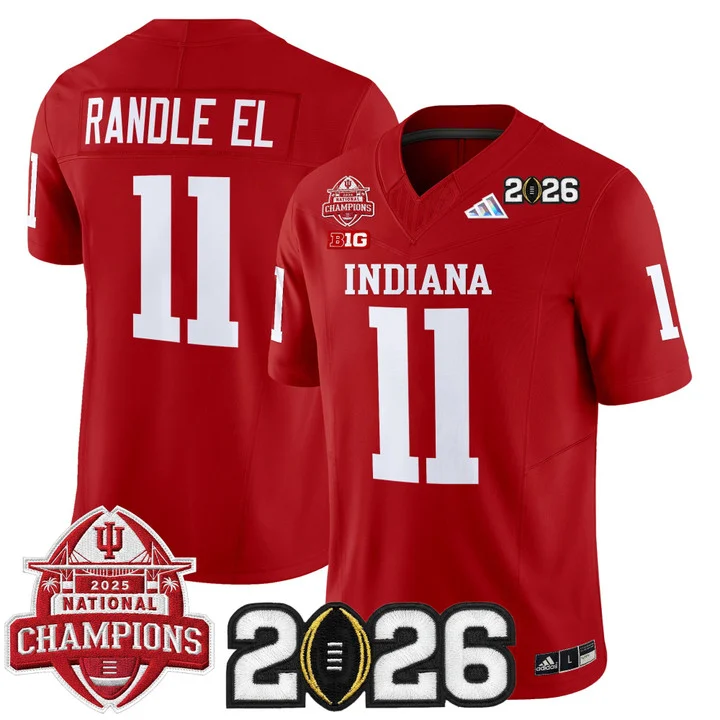 Men's Indiana Hoosiers 2025 National Champions & 2026 CFP Final Patch Vapor Limited Jersey V2 CRIMSON#11 RANDLE EL