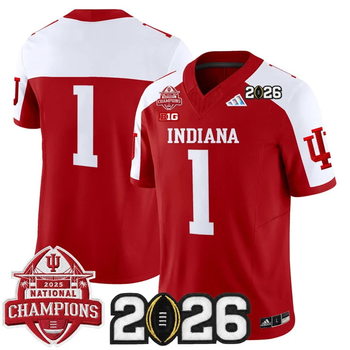 Men's Indiana Hoosiers 2025 National Champions & 2026 CFP Final Patch Vapor Limited Jersey V2 CRIMSON ALTERNATE#1