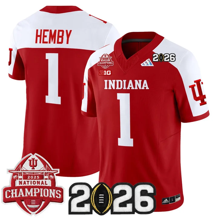 Men's Indiana Hoosiers 2025 National Champions & 2026 CFP Final Patch Vapor Limited Jersey V2 CRIMSON ALTERNATE#1 ROMAN HEMBY