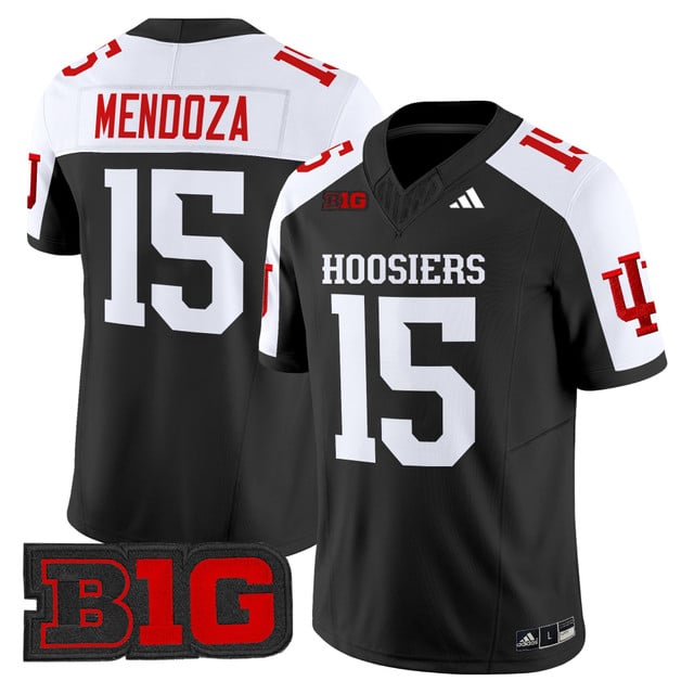 Men's Indiana Hoosiers 2025 Vapor Limited Jersey black white #15 Fernando Mendoza