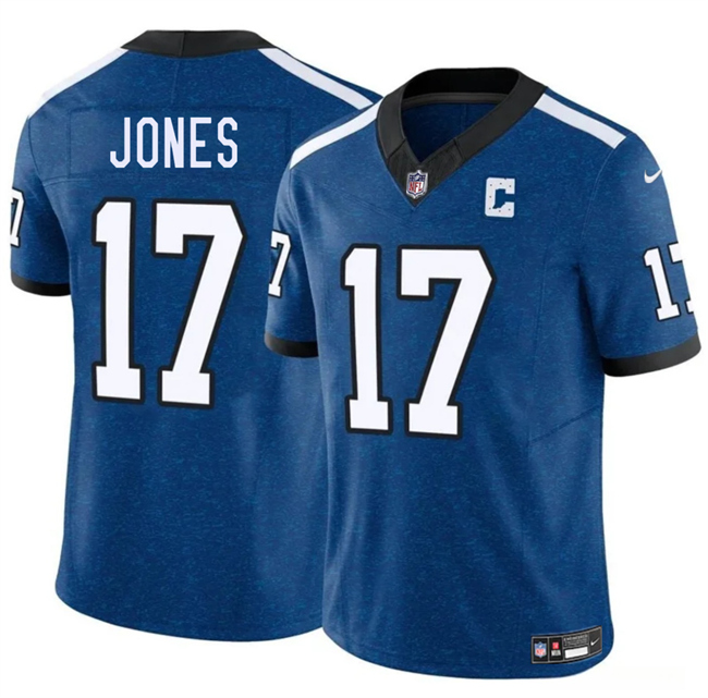 Men's Indianapolis Colts #17 Daniel Jones Blue 2025 F.U.S.E. Throwback Vapor Limited Football Stitched Jersey
