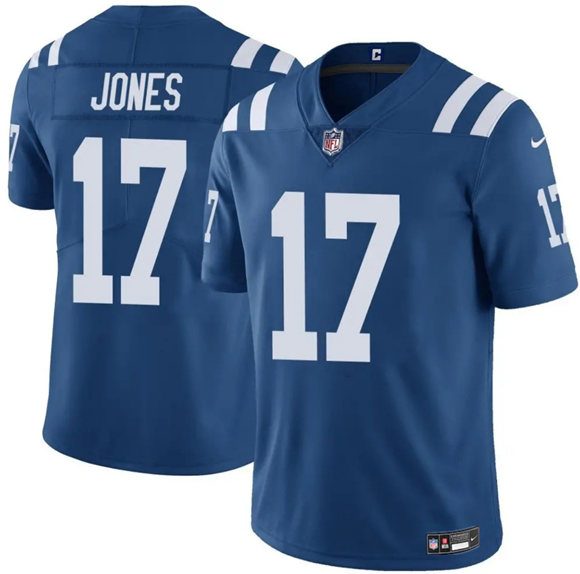 Men's Indianapolis Colts #17 Daniel Jones Blue Vapor Limited Football Stitched Jersey