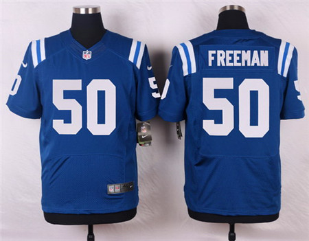 Men's Indianapolis Colts #50 Jerrell Freeman Blue Nik Elite Stitched Jersey