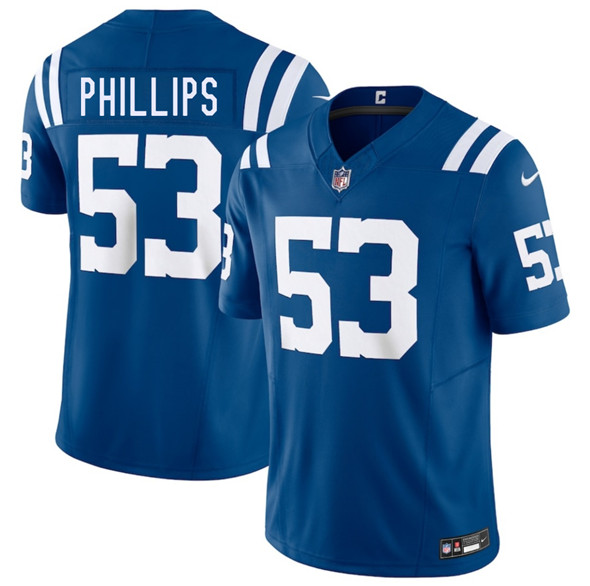 Men's Indianapolis Colts #53 Jacob Phillips Blue 2025 F.U.S.E. Vapor Limited Football Stitched Jersey
