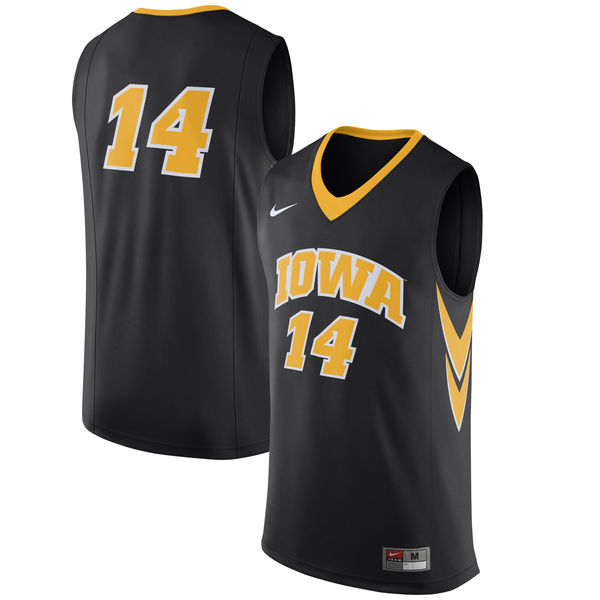 Men's Iowa Hawkeyes #14 Black Basketball Jersey