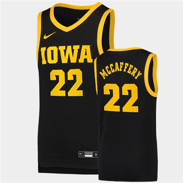 Men's Iowa Hawkeyes #22 Patrick McCaffery Nike Black College Basketball Game Jersey
