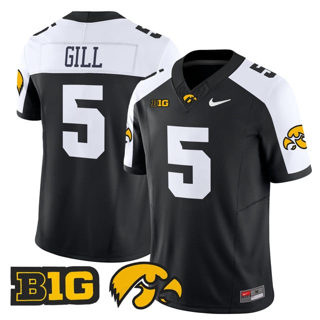 Men's Iowa Hawkeyes 2025 Vapor Limited Jersey #5 Jacob Gill
