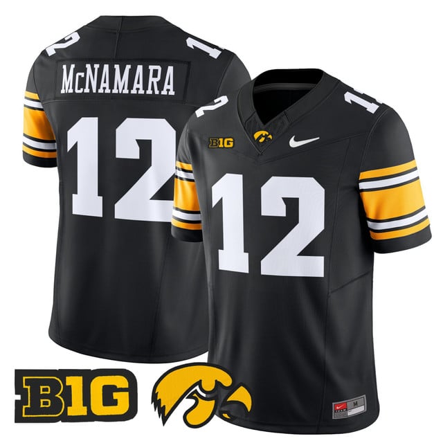 Men's Iowa Hawkeyes 2025 Vapor Limited Jersey black #12 Cade McNamara
