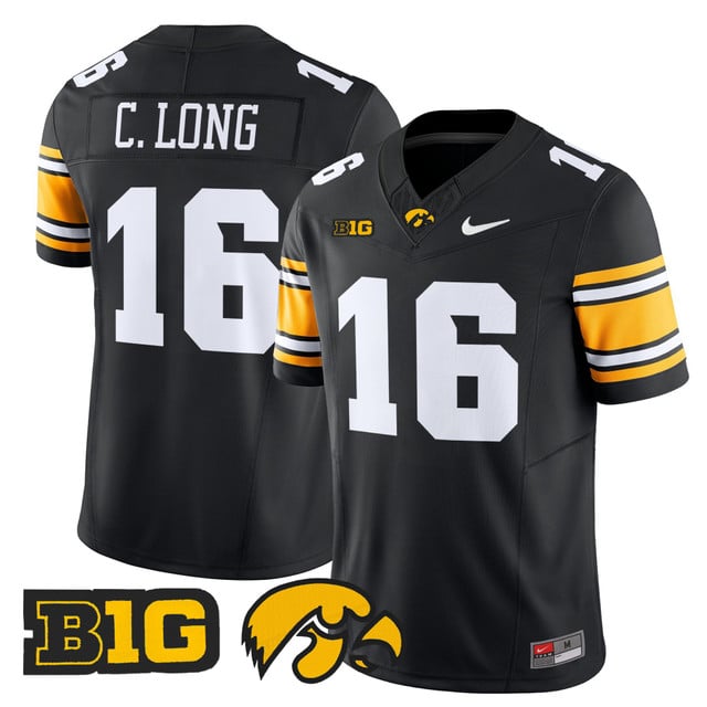 Men's Iowa Hawkeyes 2025 Vapor Limited Jersey black #16 Chuck Long