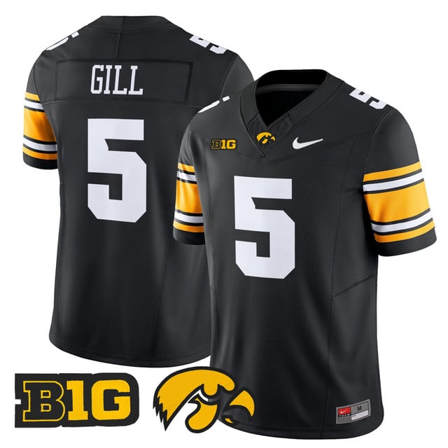 Men's Iowa Hawkeyes 2025 Vapor Limited Jersey black #5 Jacob Gill