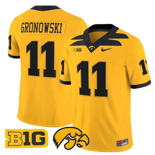 Men's Iowa Hawkeyes 2025 Vapor Limited Jersey gold #11 Mark Gronowski