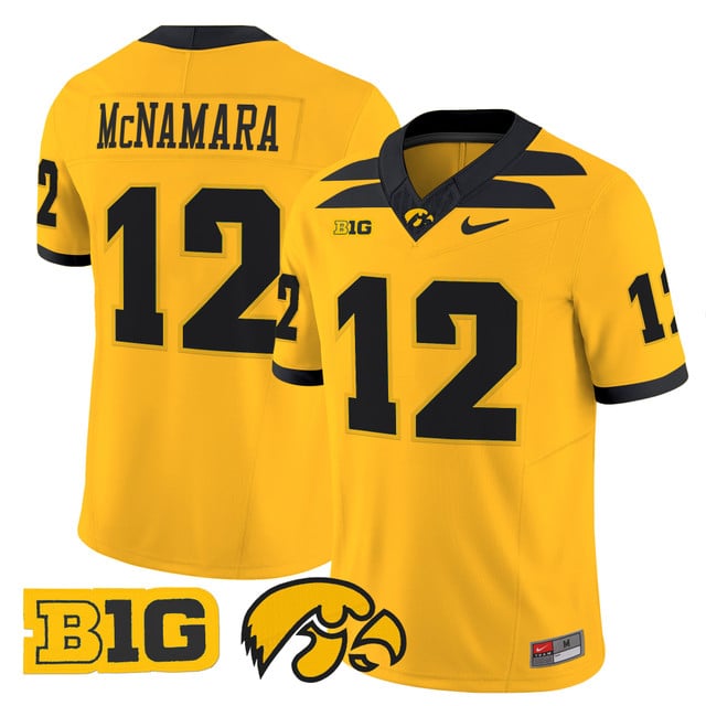 Men's Iowa Hawkeyes 2025 Vapor Limited Jersey gold #12 Cade McNamara