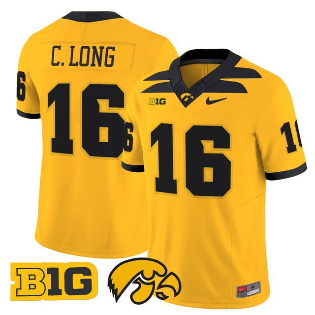 Men's Iowa Hawkeyes 2025 Vapor Limited Jersey gold #16 Chuck Long