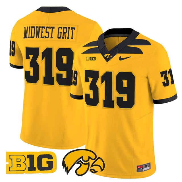 Men's Iowa Hawkeyes 2025 Vapor Limited Jersey gold #319 Midwest Grit