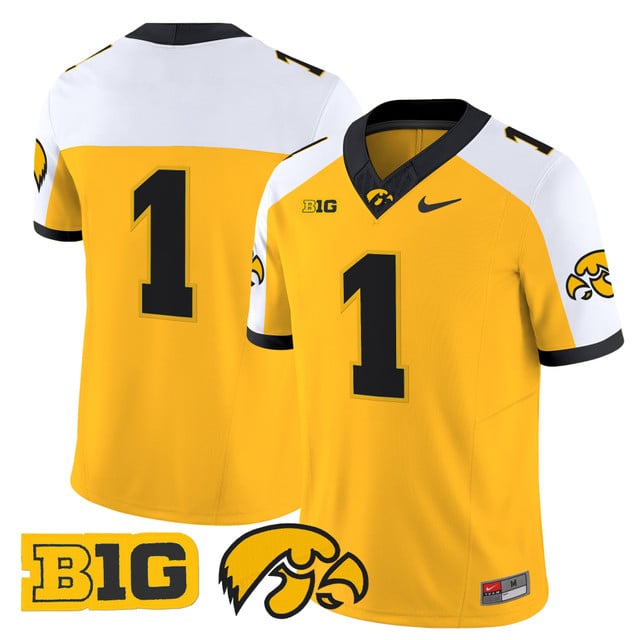 Men's Iowa Hawkeyes 2025 Vapor Limited Jersey gold white #1