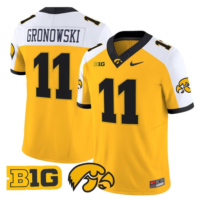 Men's Iowa Hawkeyes 2025 Vapor Limited Jersey gold white #11 Mark Gronowski