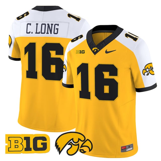 Men's Iowa Hawkeyes 2025 Vapor Limited Jersey gold white #16 Chuck Long